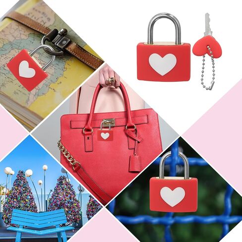 PATIKIL Love Locks Heart Padlock with Key Set, Love Couple Lock Wish Lock Romantic Heart Lock for Lovers Lock Bridge Wedding Anniversary Travel Present, Red in Saudi Arabia
