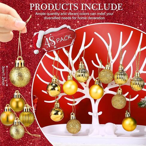 Sumind 48 Pieces Christmas Ball Ornaments Mini Glitter Multicolor Christmas Ball Ornament Xmas Ball Tree Decorations Miniature Balls for Christmas Tree Party Holiday Decor (Black) in Saudi Arabia
