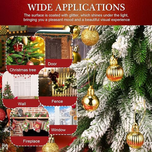 Sumind 48 Pieces Christmas Ball Ornaments Mini Glitter Multicolor Christmas Ball Ornament Xmas Ball Tree Decorations Miniature Balls for Christmas Tree Party Holiday Decor (Black) in Saudi Arabia