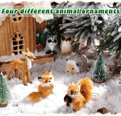 WILLBOND 6 Pieces Woodland Animal Christmas Ornament Faux Fur Plush Animal Hanging Ornaments Furry Animal Ornament Hanging Ornament for Christmas Tree Keychain Backpack Hanging Home Decoration in Saudi Arabia