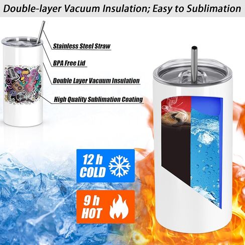 12 Oz Sublimation Tumblers Blanks Bulk, Sublimation Cups for Kid with Straw and Brush, Stainless Steel Double Wall Insulated Sublimation Mugs, Individually Boxed (8 Pack) in Saudi Arabia