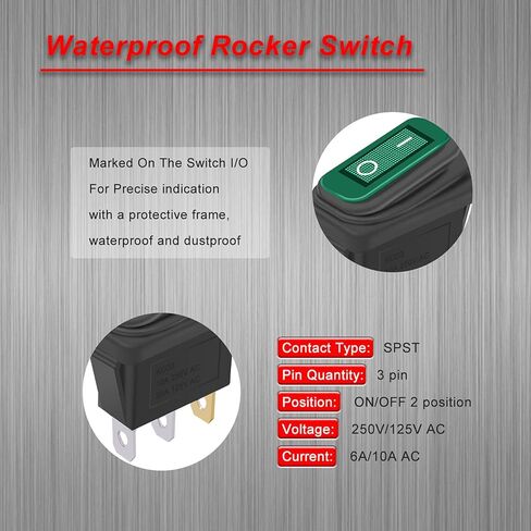 Weideer 4 قطعة مفتاح الروك مقاوم للماء تشغيل/إيقاف 12 فولت الأخضر LED 3Pin 2 موقف SPST التيار المتناوب 6A 250 فولت 10A 125 فولت قارب التبديل KCD3-101NW-G in Kuwait