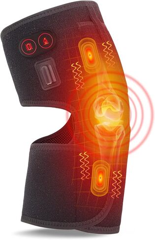 Heated Knee Pad with Massager - Heated Knee Brace Wrap, Knee Heating Pad for Arthritis, Knee Pain, Osteoarthritis, Meniscus Tear, Heating Pad for Knee for Men or Women(Singel) in Kuwait