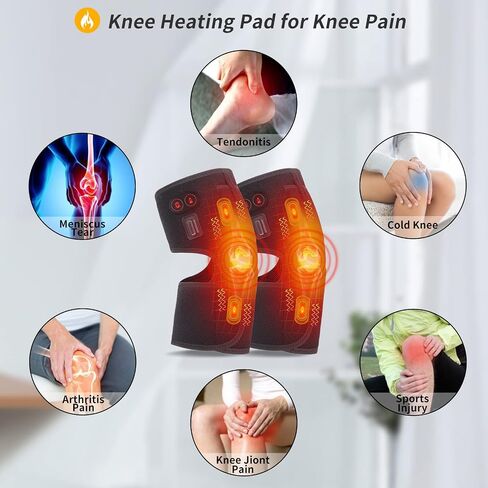 Heated Knee Pad with Massager - Heated Knee Brace Wrap, Knee Heating Pad for Arthritis, Knee Pain, Osteoarthritis, Meniscus Tear, Heating Pad for Knee for Men or Women(Singel) in Kuwait