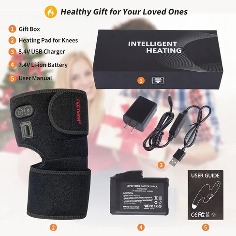 Heated Knee Pad with Massager - Heated Knee Brace Wrap, Knee Heating Pad for Arthritis, Knee Pain, Osteoarthritis, Meniscus Tear, Heating Pad for Knee for Men or Women(Singel) in Kuwait