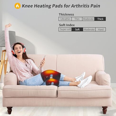 Heated Knee Pad with Massager - Heated Knee Brace Wrap, Knee Heating Pad for Arthritis, Knee Pain, Osteoarthritis, Meniscus Tear, Heating Pad for Knee for Men or Women(Singel) in Kuwait