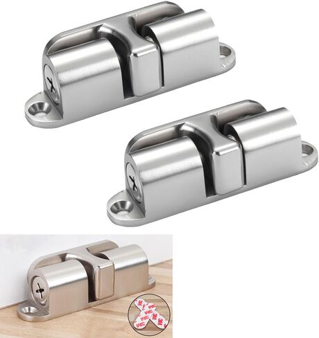 Floor Mount Door Stopper, Sdjdhej 2Pcs Door Stop Catch,Alloy Brushed Door Stopper Floor Mount,Invisible Door, Easy Installation (Brushed Steel) in Kuwait