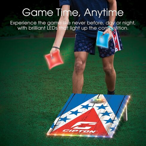 Cipton Glow in The Dark Cornhole Bags, 4 LED Light Up Cornhole Bags, Night-Time Game and Activities, Weather Resistant Bags, Lasts up to 8 Hours, Remote Control Included in Saudi Arabia