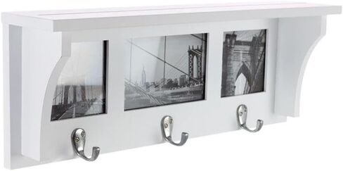 Kiera Grace Riley Floating Modern Wall Mounted Coat Shelf with 3 Metal Hooks for Home, Office, 1Pack, Black in Saudi Arabia