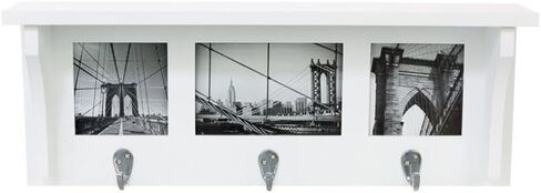 Kiera Grace Riley Floating Modern Wall Mounted Coat Shelf with 3 Metal Hooks for Home, Office, 1Pack, Black in Saudi Arabia