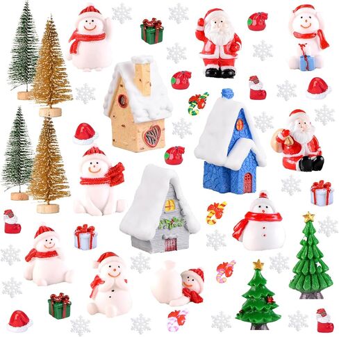 53 Pcs Christmas Miniatures Figurines, Mini Christmas Figurines, Santa Xmas Garden Miniature Ornaments Kit, Christmas Miniature Resin Figurines, Fairy Garden Christmas Accessories (53) in Saudi Arabia