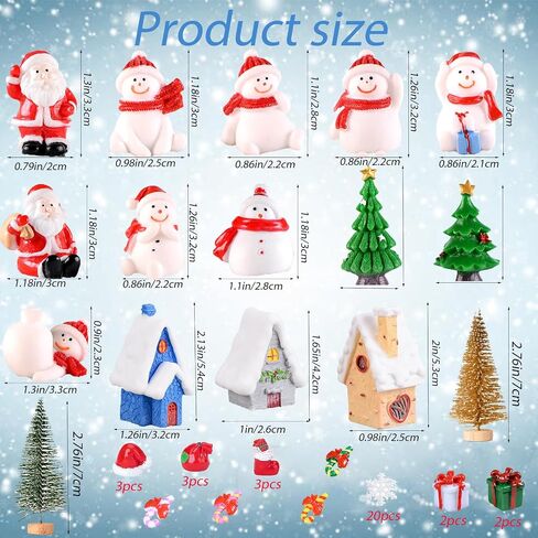 53 Pcs Christmas Miniatures Figurines, Mini Christmas Figurines, Santa Xmas Garden Miniature Ornaments Kit, Christmas Miniature Resin Figurines, Fairy Garden Christmas Accessories (53) in Saudi Arabia