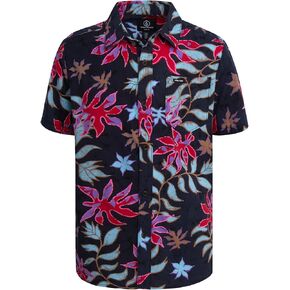 Volcom Boys' Button Down Shirt - Casual Short Sleeve Woven Cotton Hawaiian Shirt - Kids' Collared Shirt for Boys (8-16)