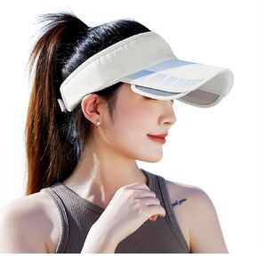 TINAYAUE Summer Women Open Top Large Brim Sun Protection Hat Adult Pull Out with Face and Neck Protection Cycling Sun Hat Gift Beige
