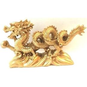 Monkey King TM NEW GOLD Chinese Feng Shui Dragon Figurine Statue for Luck & Success 6 inch LONG MK9903