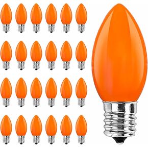 25 Pack Multicolor C9 LED Christmas Replacement Bulbs, C9 Old Christmas String Light Bulbs for Outdoor String Lights, E17 Base LED Night Light Bulb, 0.6W Dimmable LED Bulb