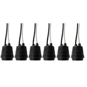 Lamps Base 6PCS Waterproof Black Pigtail Lamp Socket 250V 6A