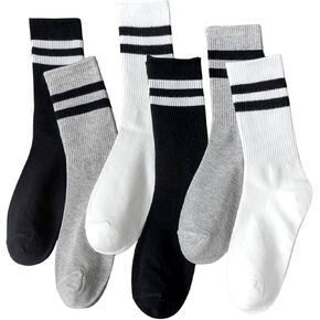 Verdusa Women's 6 Pairs Stripes Ankle Socks Casual Sporty Calf Socks