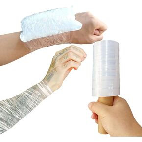 Clear Tattoo Plastic Wrap Film with Handle,5 Inch x 500 Ft Plastic Stretch Wrap Film for Athletes Tattooing Moving Shipping and Hold Cold/Ice Packs on Body After Athletic Training