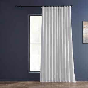 HPD Half Price Drapes Extra Wide Faux Silk Blackout Curtains 96 Inches Long for Bedroom & Living Room Vintage Textured Blackout Curtain (1 Panel), 100W x 96L, Ice