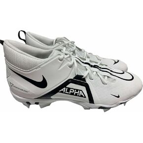 Nike Men's Alpha Menace-3 Shark Mid Football Shoes Cleats White/Black #CV0582-100 - Size Men's 15
