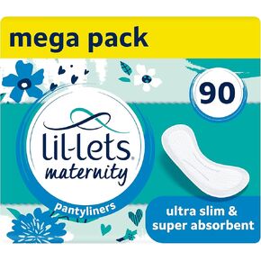 Lil-Lets Maternity Pantyliners, 90 x Ultra Slim Pantyliners, 3 Packs of 30 Pant Liners, for Pre & Post Birth Use, Light Bladder Weakness, Discharge or Spotting