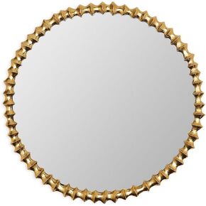 Two's Company Wave Wall Mirror, 24.5-inches Diameter, Aluminum, Gold, Home Décor