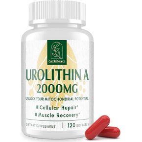 Urolithin A Supplement 2000MG - for Healthy Aging, Antioxidants and Mitochondrial Support - High Purity & Potency - 120 Vegan Softgels - 2 Month Supply