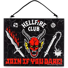 Stranger Things Hellfire Club Reversible Double-Sided Hanging Sign Wall Art | Ready To Hang Door Plaque