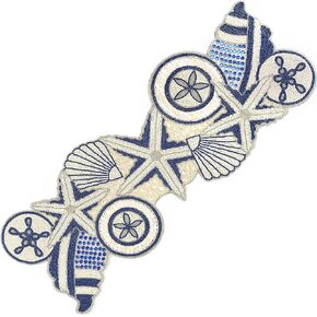 Beaded Table Runner, Beaded Table Runners 36 inches Long, Valentines Day Table Runner, Beaded Table Runner Spring, Beaded Table Runner Bright Colors, Beaded Table Runner Coffee Table - Ivory Navy