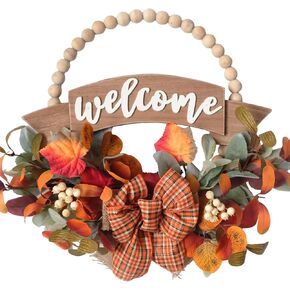 20Inch Fall Daisy Flower Wreath with Berries for Front Door, Harvest Artificial Flower Wreath with Soft Touch Leaves for Indoor and Outdoor Home Decor, Autumn Flower Wreath for Home Decor
