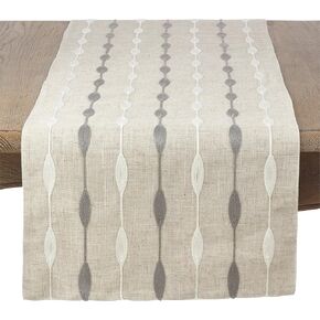 Saro Lifestyle Modern Embroidered Design Table Runner, Natural, 16" x 70"