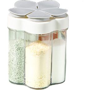 5 In 1 Travel Spice Containers, Shaker Jars, Clear Plastic Container Jars With Labels, Airtight Cap, Pour/Sift Shaker Lid, Perfect For Bbq, Camping, Hiking, Barbecue, Travel And Kitchen, Gray