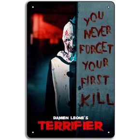 2023 Terrifier 3 Movie Poster The Clown Halloween Killer Clown Metal Tin Sign 8x12in Plaque Wall Art
