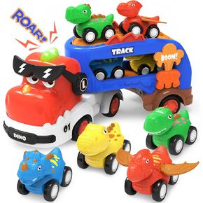 7 in 1 Carrier Truck Toy Cars for Toddlers 1-3, With Lights & Music, Toddler Toys Age 2-4, Gifts for 1 2 3 Year Old Girls Birthday