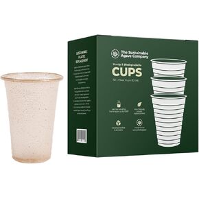 Sustainable Agave Co - Sweet Agave Fiber Cups - 12 Ounce - 50 Count - Biodegradable, Plant-Based, Made With Upcycled Materials - Clear