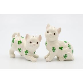 Cosmos Gifts 20788 Shamrock Cats Salt and Pepper Shakers