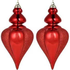 2 Pcs 9" Large Christmas Ball Ornaments, Shatterproof Finial Drop Ornaments Christmas Tree Decorations Red Christmas Big Ornaments Hanging Ball for Holiday Christmas Decorations