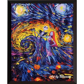 Uhomate Jack Sally Jack and Sally Nightmare Before Christmas Vincent Van Gogh Starry Night Posters Home Canvas Wall Art Nursery Decor Living Room Wall Decor A005 (8X10)