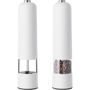 2pcs Electric Salt and Pepper Grinder Set with Ceramic Grind Battery Operated Automatic Pepper Mill Grinder with Adjustable Texture One Hand Operation