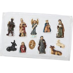 1 Set Christian Jesus Manger Statue Decoration Mini Christmas Eve Statues Decorations Nativity Assorted Adornment Accessories Decor Holiday Holy Figures Resin Figurines Family