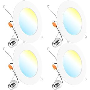 Sunco 6 Pack 4 Inch LED Flat Recessed Light, Retrofit Ceiling Can Lighting, 800 LM, Selectable CCT 2700K/3000K/4000K/5000K, Dimmable, 10W=60W, 50,000 Lifetime Hours UL