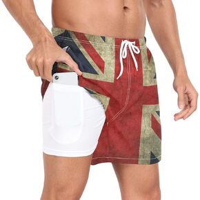 Men Swim Trunk with Compression Liner Quick Dry Mens Bathing Suit S-XXL