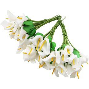 TAODAN 144pcs Artificial Mini Calla Lily Flower Bulb Heads Fake Floral Bouquet Crafts for Wedding Bouquet Party Decorations