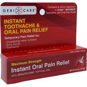 GeriCare Benzocaine 20% Instant Toothache & Oral Pain Relief Gel 0.5 oz. (14.2g) (Pack of 1)