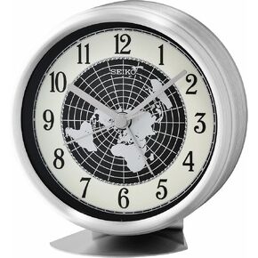 Seiko Aero Non Ticking Bedroom Alarm Clock, 4 Inch Silver