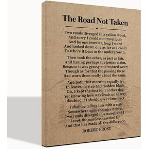 Robert Frost - The Road Not Taken Canvas Wall Art, Desiderata Poem Framed, Inspirational Quote Decor, Canvas Prints Poster Wall Art, Great Gift Decor for Men and Women Poetry Fans Home & Office 12x15