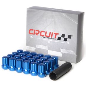 Circuit Performance Spline Drive Tuner Acorn Lug Nuts Blue 14x1.5 Forged Steel (24pc + Tool) Compatible with Dodge Challenger Charger