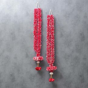 إكليل زهور من خشب فارمالا سولا بطول 3.5 قدم | حفل زفاف المهرجانات الهندية، غرفة بوجا أصنام الله، إطارات الصور مالا | جيمالا/هار للعروس والعريس | الأبيض والأحمر (عبوة من 1) in Kuwait