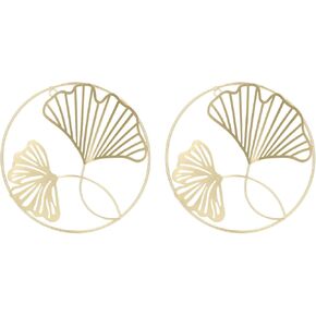2 pcs Gold Wall Decor,3D Stereo Ginkgo Leaves Wall Decor,Minimalist Modern Decor Metal Home Hanging Wall Art,for Contemporary, Bedroom, Living Room